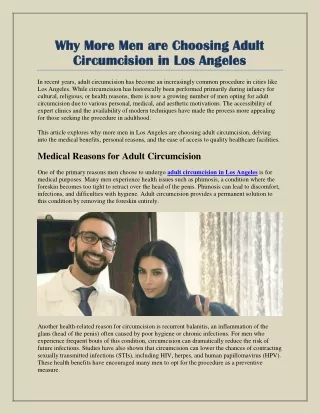 Why More Men are Choosing Adult Circumcision in Los Angeles