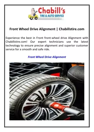 Front Wheel Drive Alignment Chabillstire.com