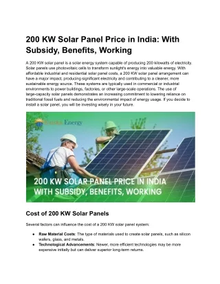 The Economic and Environmental Benefits of 200 KW Solar Panel Installations in India