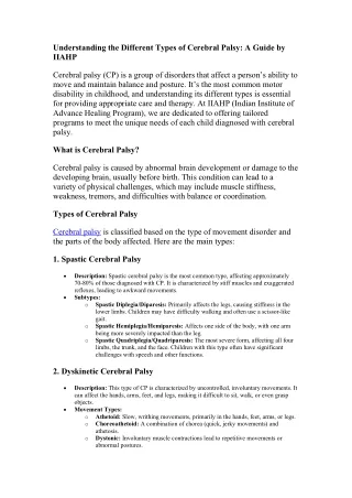 Understanding the Different Types of Cerebral Palsy: A Guide by IIAHP