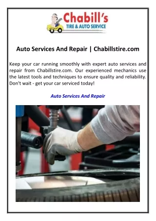 Auto Services And Repair  Chabillstire.com