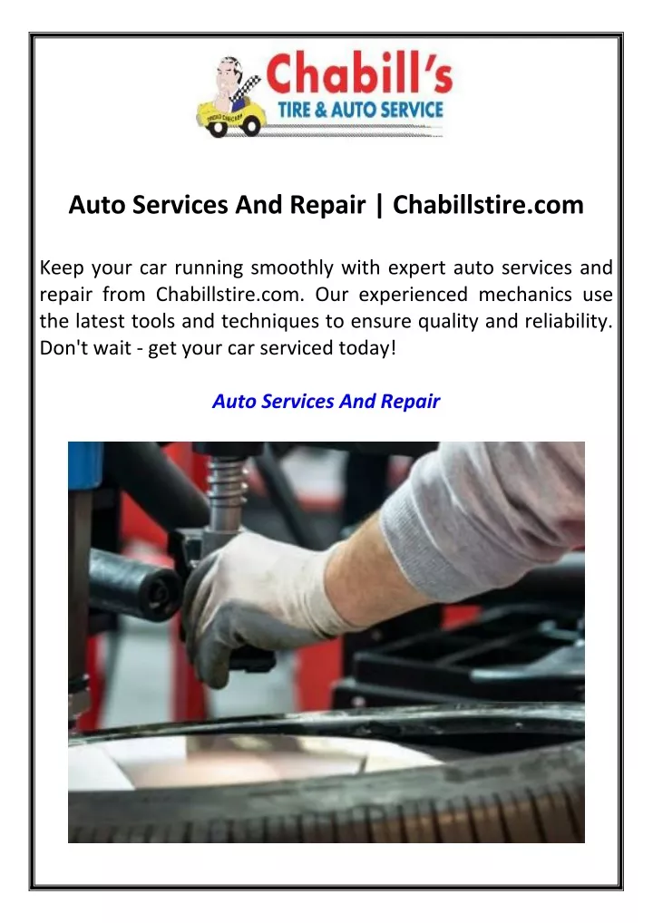 auto services and repair chabillstire com