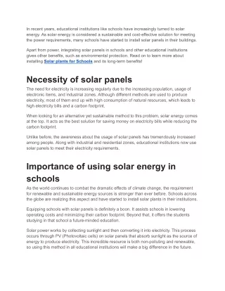 Financial Benefits of Installing Solar Panels for Schools