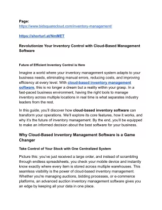 Revolutionize Your Inventory Control with Cloud-Based Management Software