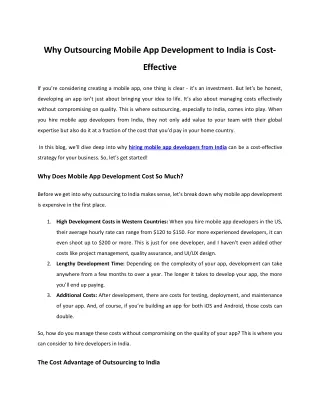 why outsourcing mobile app development to india