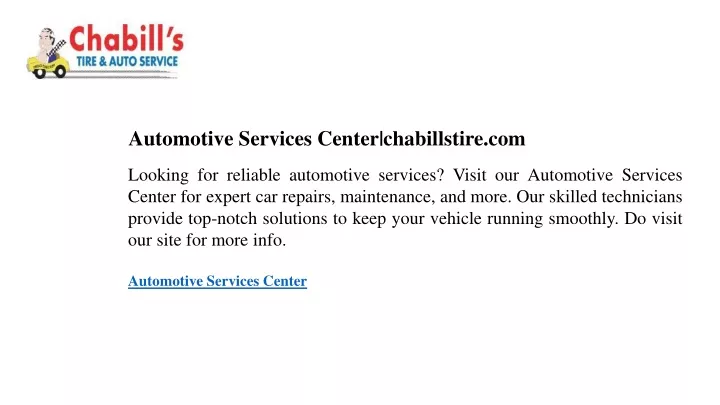 automotive services center chabillstire com