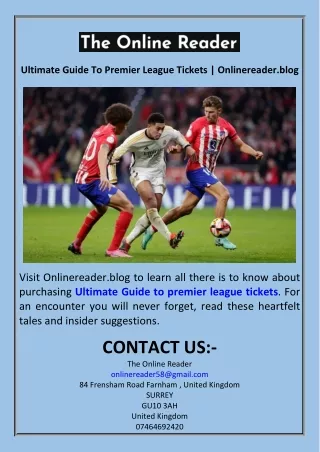 Ultimate Guide To Premier League Tickets  Onlinereader.blog