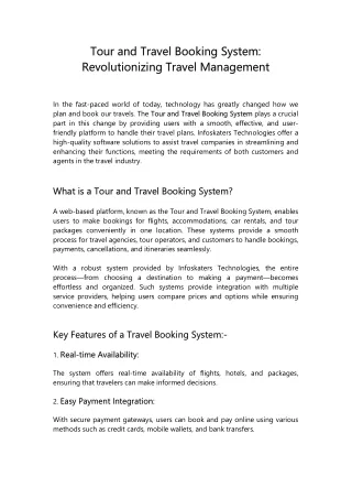 Tour and Travel Booking System