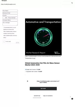 Global Automotive Hot Film Air Mass Sensor Market 2023-2030