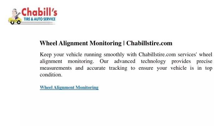 wheel alignment monitoring chabillstire com