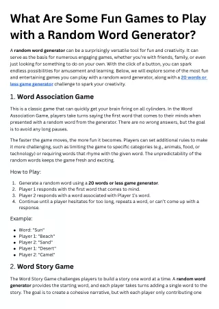 What Are Some Fun Games to Play with a Random Word Generator