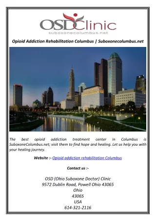 Opioid Addiction Rehabilitation Columbus  Suboxonecolumbus.net