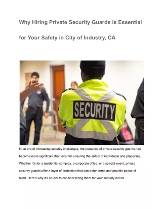 Why Hiring Private Security Guards is Essential for Your Safety in City of Industry, CA (1)