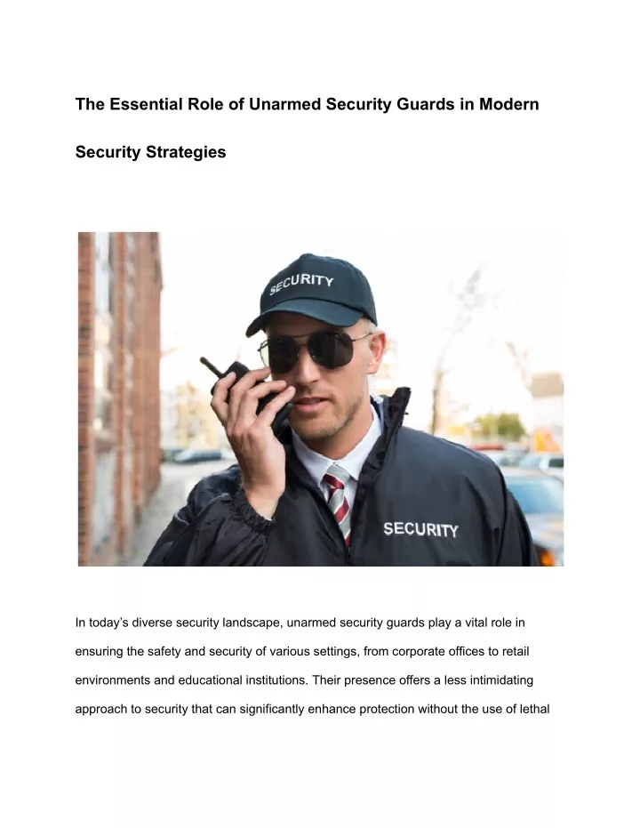 the essential role of unarmed security guards