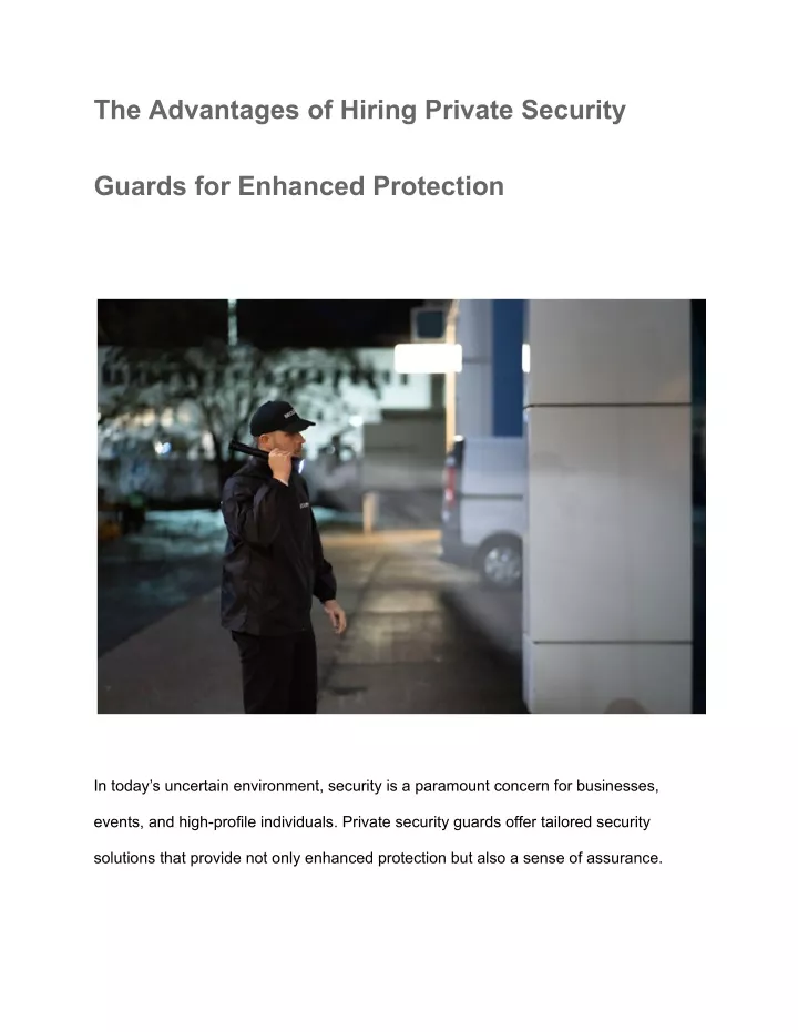 the advantages of hiring private security