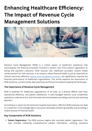 enhancing healthcare e ciency the impact