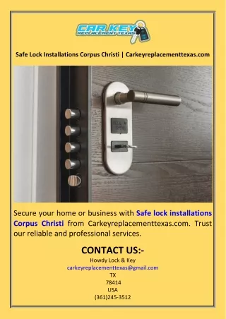 Safe Lock Installations Corpus Christi  Carkeyreplacementtexas.com