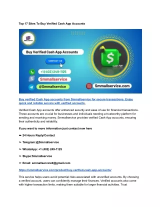 Top 17 Sites To Buy Verified Cash App Accounts