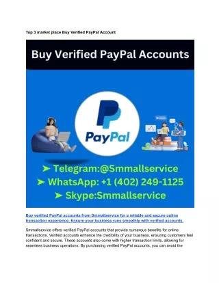 Top 3 market place Buy Verified PayPal Account