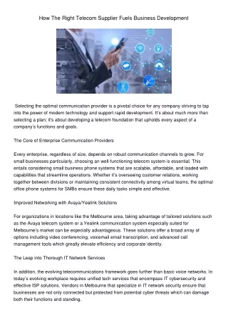 how the right telecom supplier fuels business