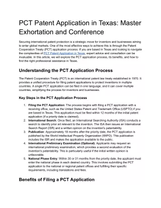pct patent application in texas master