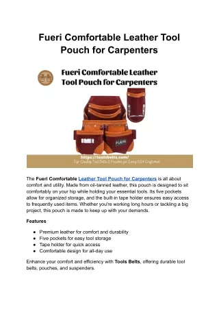 Fueri Comfortable Leather Tool Pouch for Carpenters