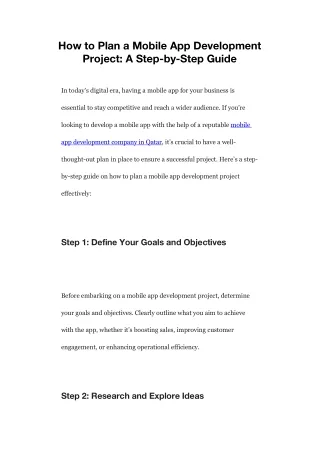 how to plan a mobile app development project