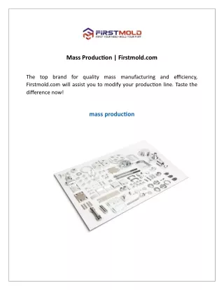 Mass Production  Firstmold