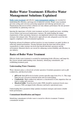 Boiler Water Treatment