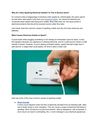 Why Do I Have Sparking Electrical Outlets Is This A Serious Issue