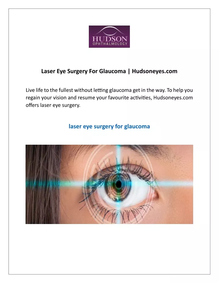 laser eye surgery for glaucoma hudsoneyes com