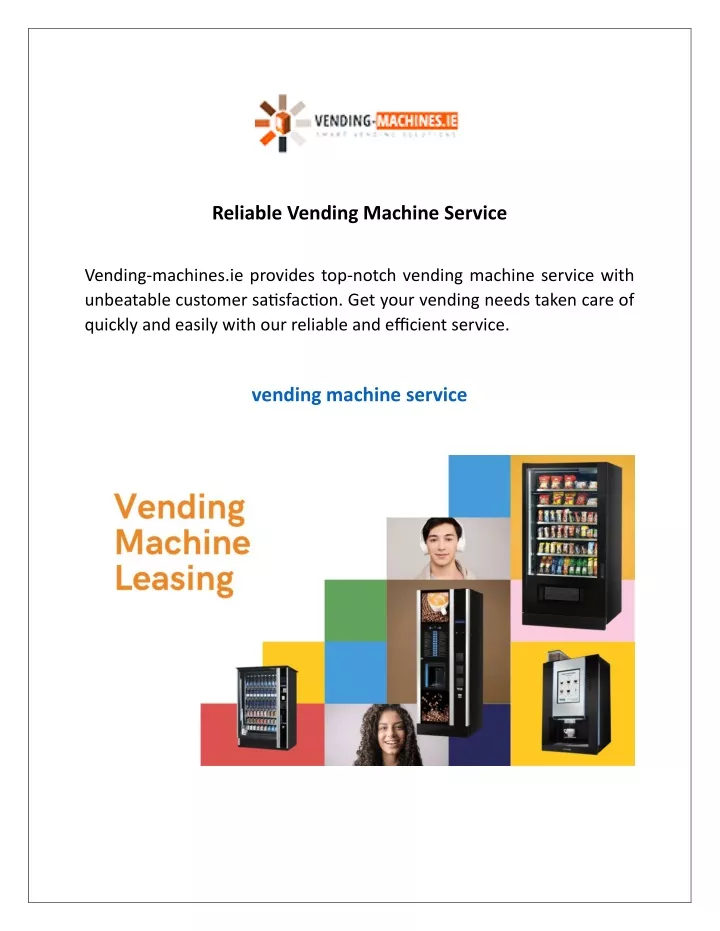 reliable vending machine service