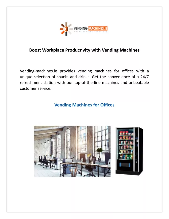 boost workplace productivity with vending machines