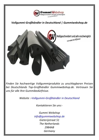 Vollgummi-Großhändler in Deutschland  Gummiwebshop.de