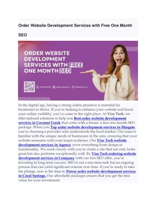 Order Website Development Services with Free One Month SEO