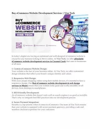 Buy eCommerce Website Development Services