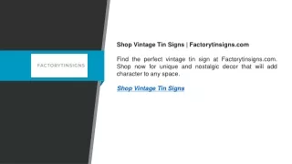 Shop Vintage Tin Signs  Factorytinsigns.com