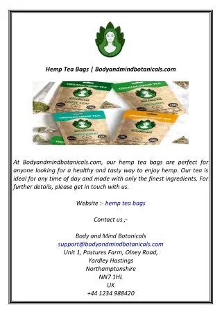 Hemp Tea Bags  Bodyandmindbotanicals.com