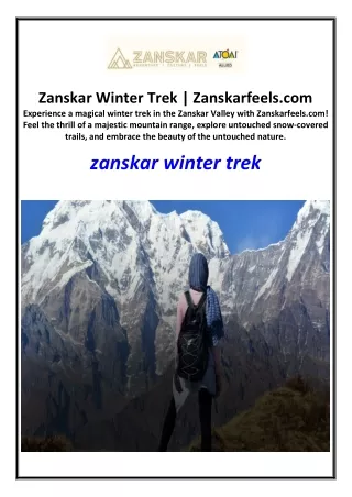 Zanskar Winter Trek | Zanskarfeels.com