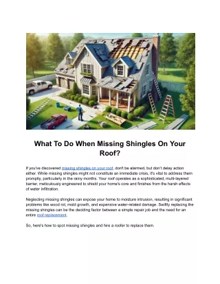 What To Do When Missing Shingles On Your Roof