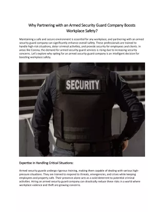why partnering with an armed security guard