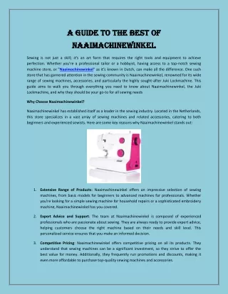 A Guide to the Best of Naaimachinewinkel