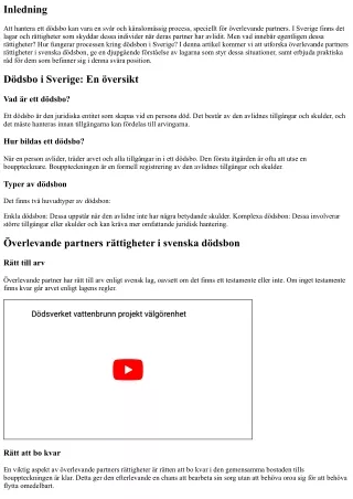 Överlevande partners rättigheter i svenska dödsbon