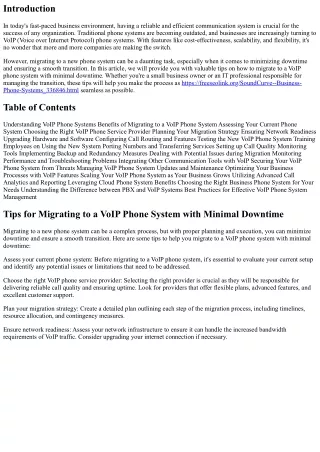 Tips for Migrating to a VoIP Phone System with Minimal Downtime