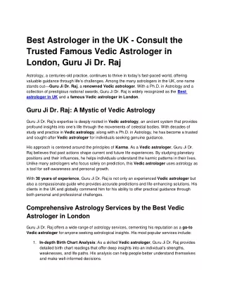 Best Astrologer in the UK