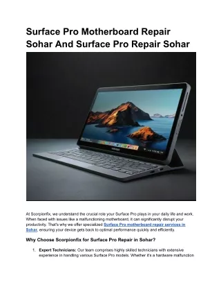 Surface Pro Motherboard Repair Sohar