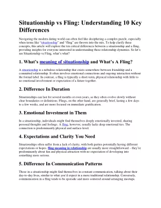 Situationship vs Fling Key Differences