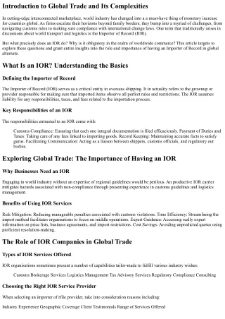 introduction to global trade and its complexities