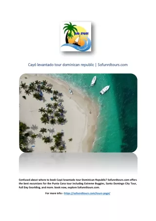 Cayó levantado tour dominican republic | Sofunrdtours.com