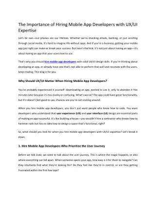 the importance of hiring mobile app developers